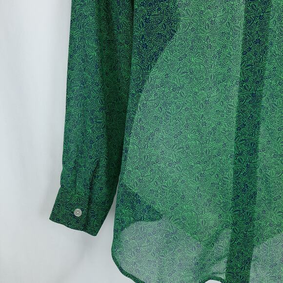 CAbi Bountiful Long Sleeve Emerald Green Sheer Blouse, Small - Picture 14 of 16